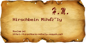 Hirschbein Mihály névjegykártya